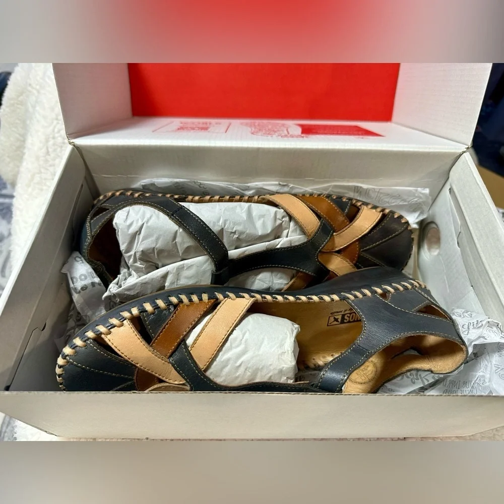 Pikolinos Navy Blue Leather Sandals P. Vallarta Size 39 US 8 / 8.5 - Picture 12 of 12